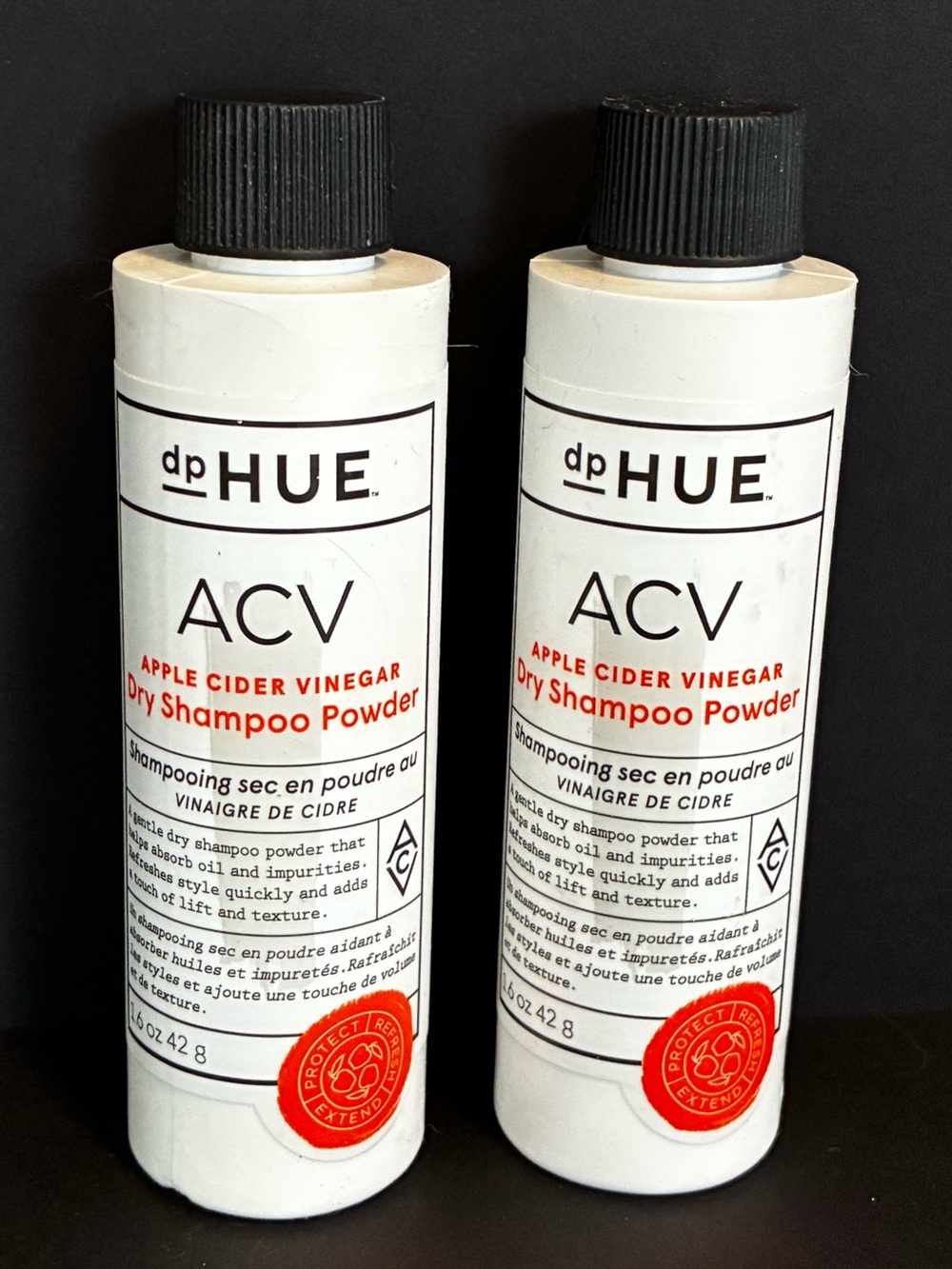 2x dp Hue ACV Apple Cider Vinegar Dry Shampoo $48 Value DISCONTINUED 1.6 Oz Each